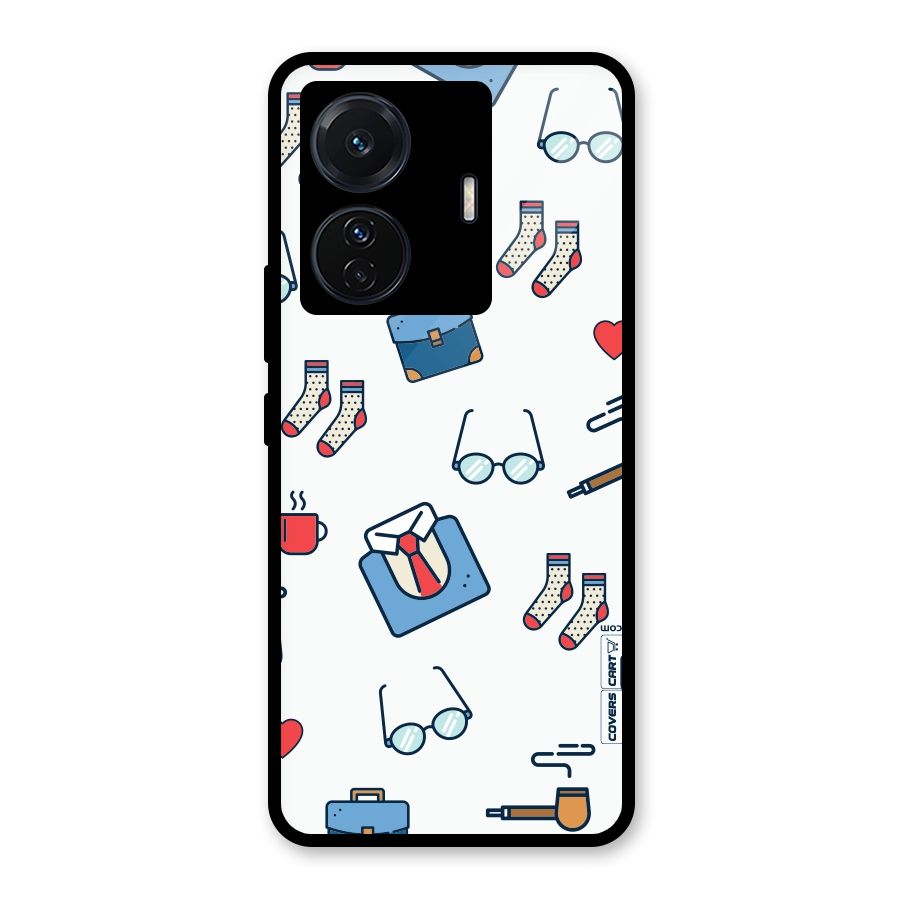 Shirt Spectacles Pattern Glass Back Case for Vivo T1 Pro