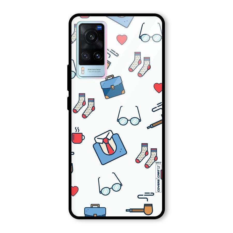 Shirt Spectacles Pattern Glass Back Case for Vivo X60