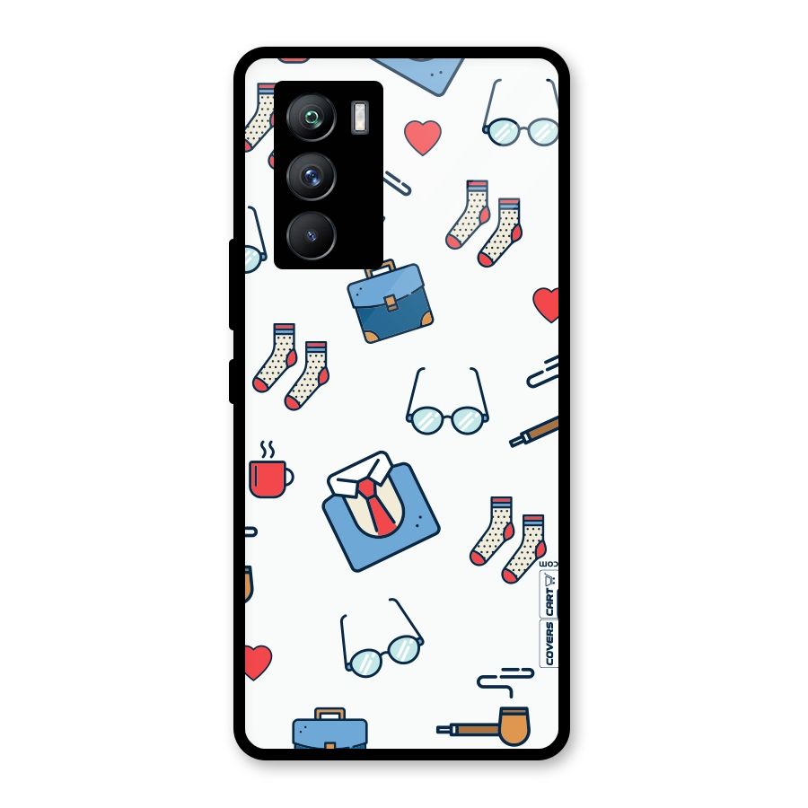 Shirt Spectacles Pattern Glass Back Case for Vivo iQOO 9 SE