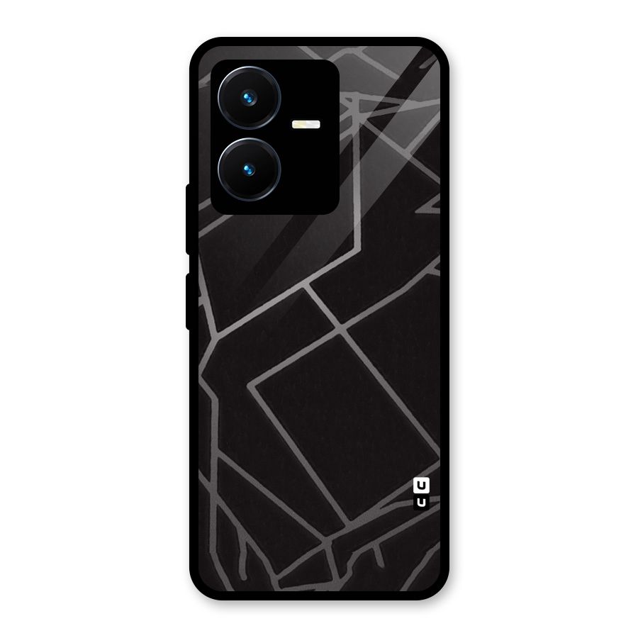 Silver Angle Design Glass Back Case for Vivo Y22