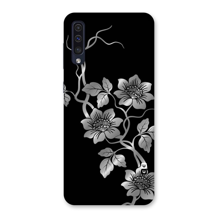 Silver Grey Flowers Back Case for Galaxy A50