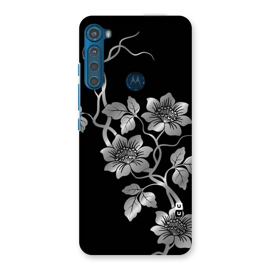 Silver Grey Flowers Back Case for Motorola One Fusion Plus