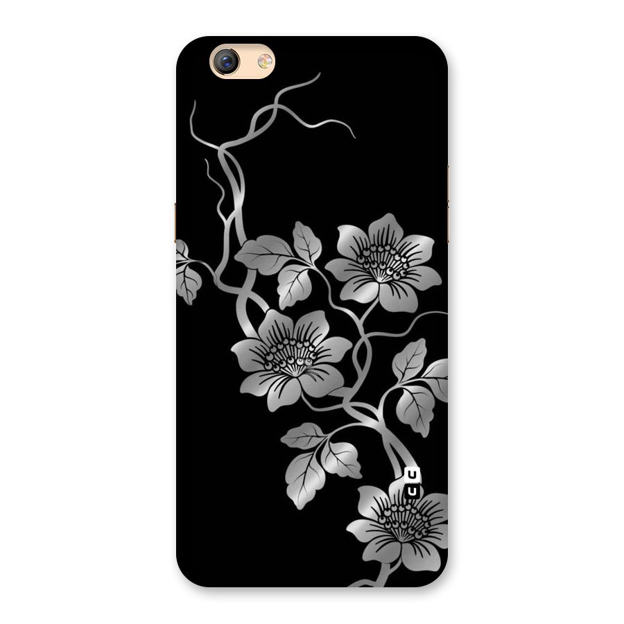 Silver Grey Flowers Back Case for Oppo F3 Plus