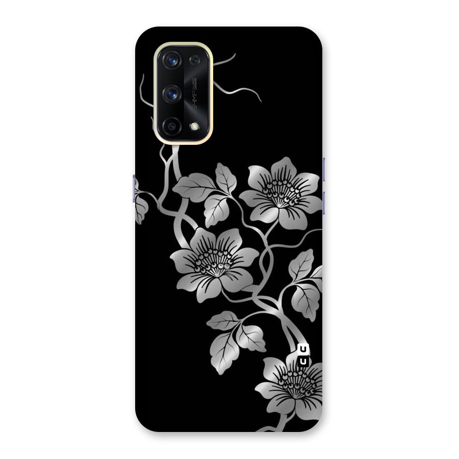Silver Grey Flowers Glass Back Case for Realme X7 Pro