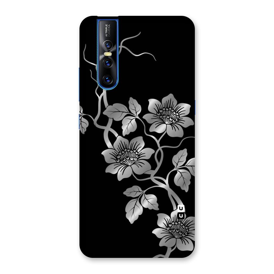 Silver Grey Flowers Back Case for Vivo V15 Pro