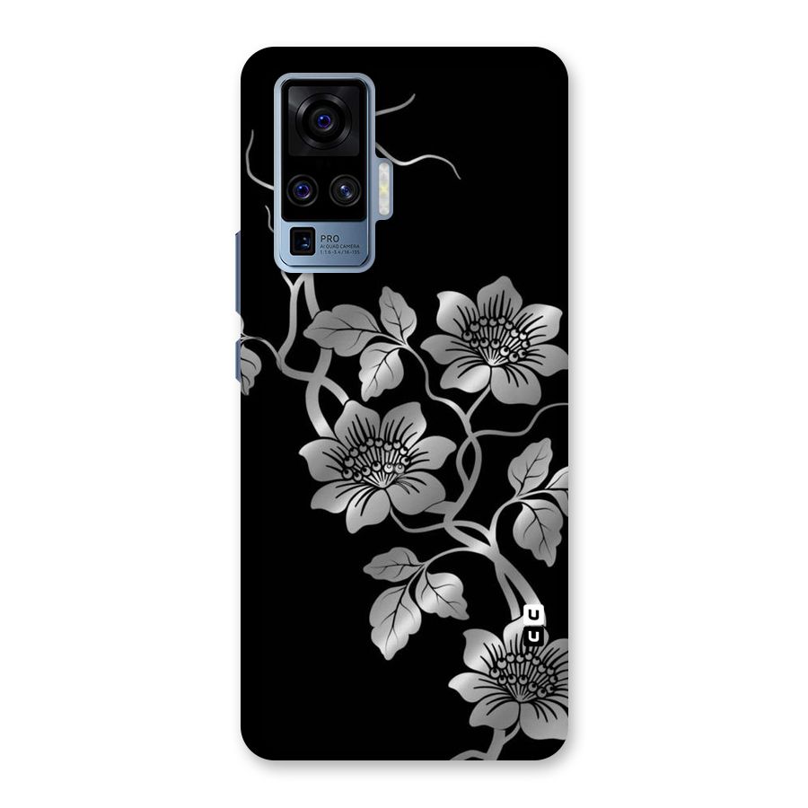Silver Grey Flowers Back Case for Vivo X50 Pro