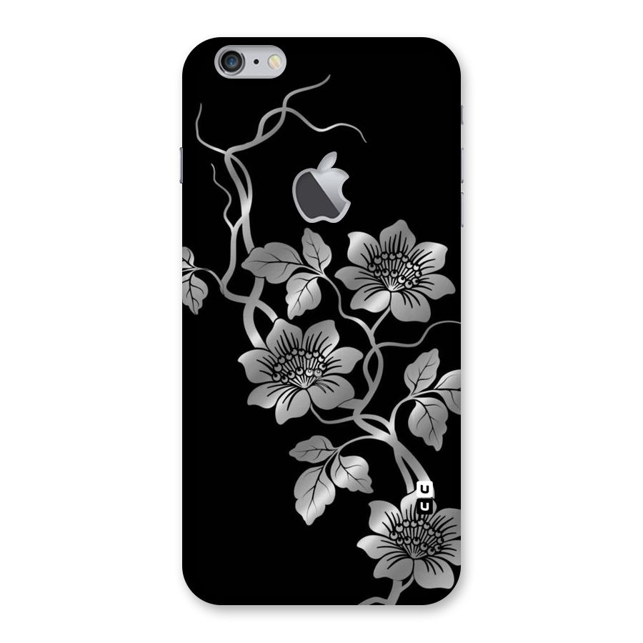 Silver Grey Flowers Back Case for iPhone 6 Plus 6S Plus Logo Cut