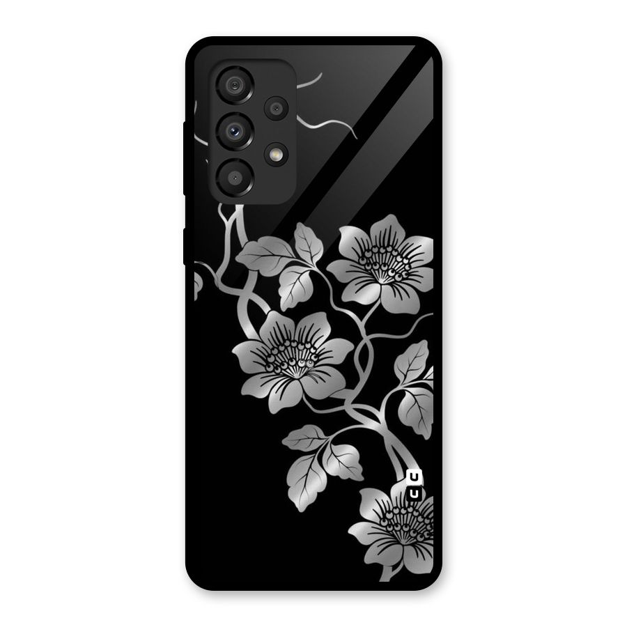 Silver Grey Flowers Glass Back Case for Galaxy A33 5G