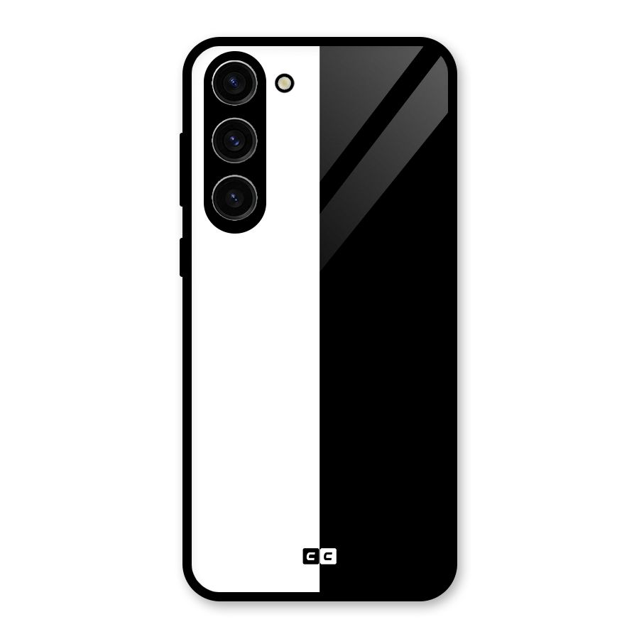 Simple Black White Glass Back Case for Galaxy S23 Plus
