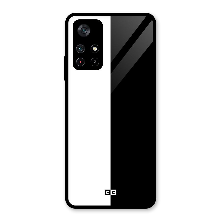 Simple Black White Glass Back Case for Poco M4 Pro 5G