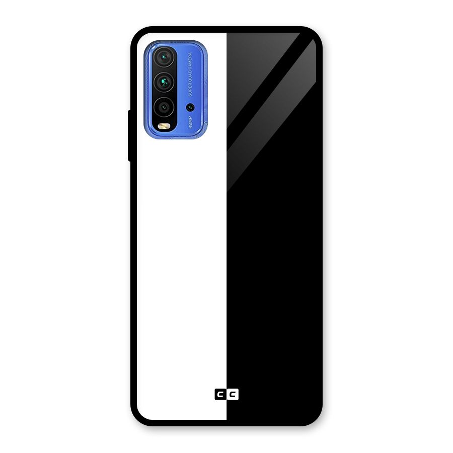 Simple Black White Glass Back Case for Redmi 9 Power