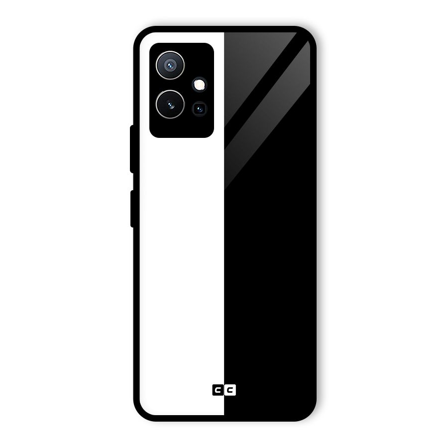 Simple Black White Glass Back Case for Vivo T1 5G