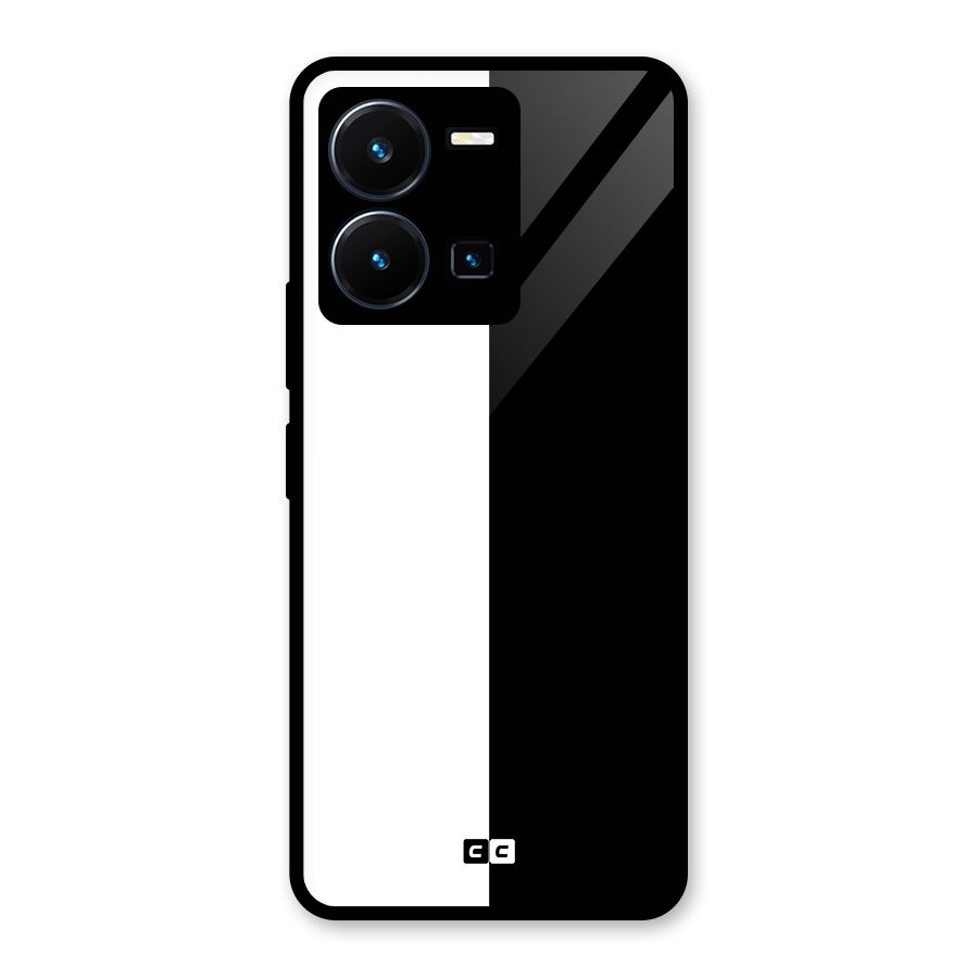 Simple Black White Glass Back Case for Vivo Y35