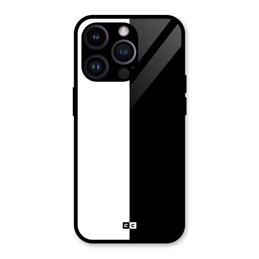 Simple Black White Glass Back Case for iPhone 14 Pro