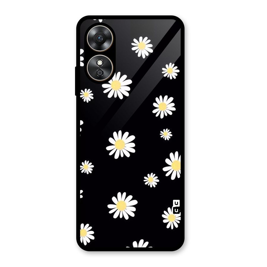 Simple Sunflowers Pattern Glass Back Case for Oppo A17