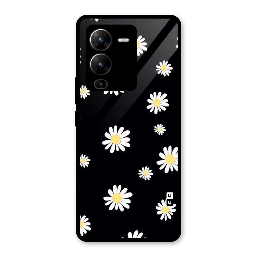 Simple Sunflowers Pattern Glass Back Case for Vivo V25 Pro