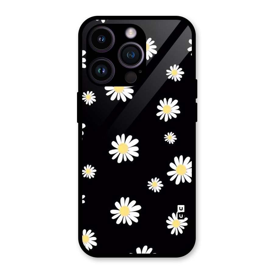Simple Sunflowers Pattern Glass Back Case for iPhone 14 Pro