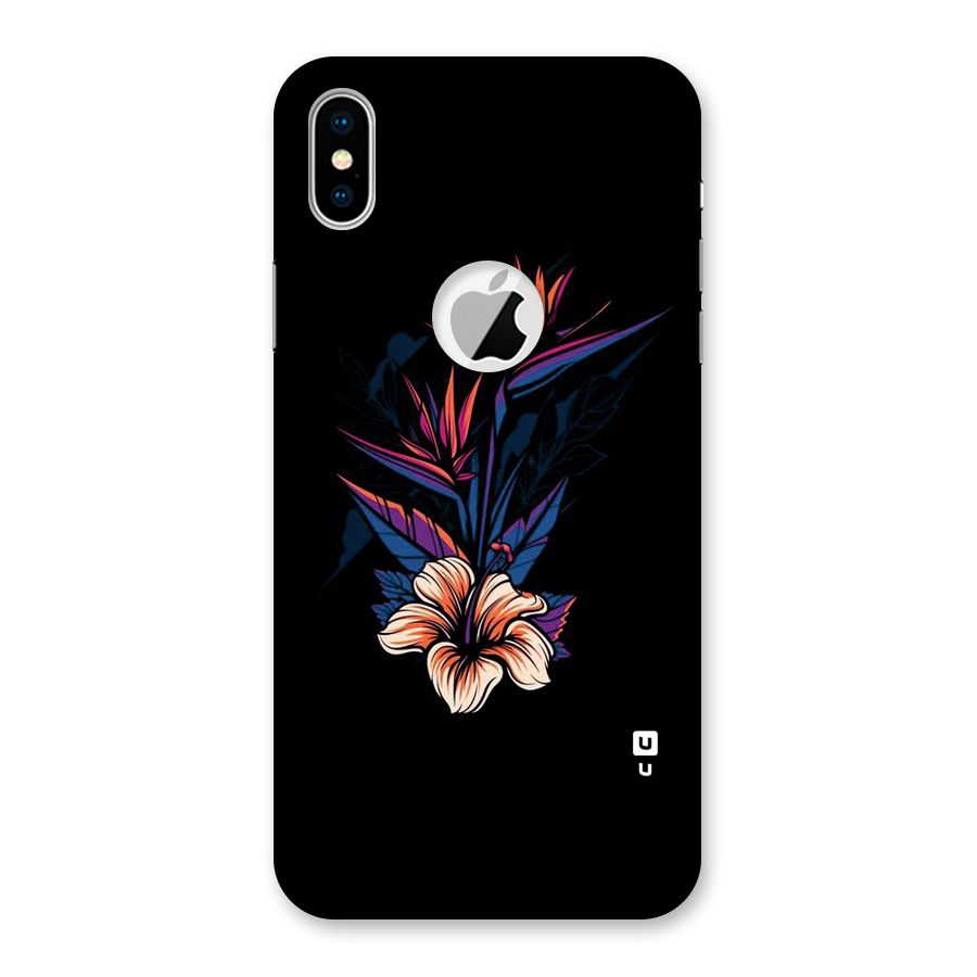 Single Painted Flower Back Case for iPhone X Logo Cut