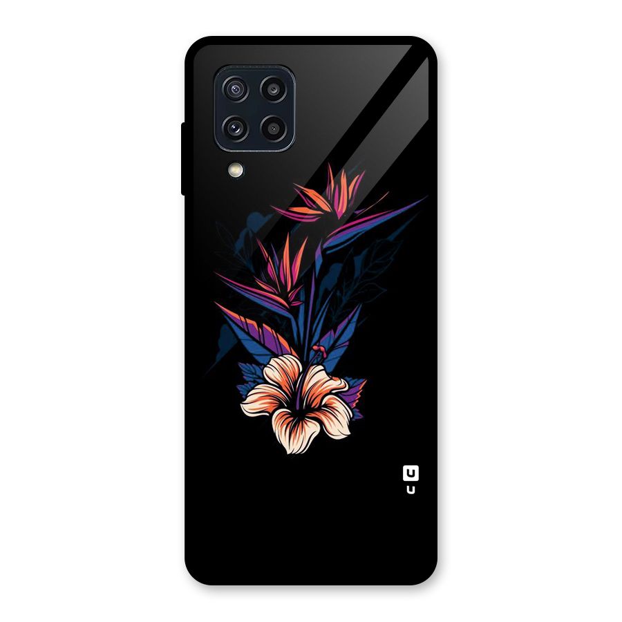 Single Painted Flower Glass Back Case for Galaxy M32