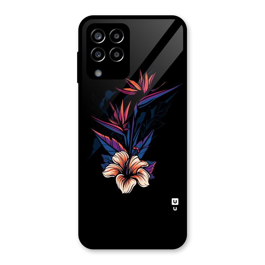Single Painted Flower Glass Back Case for Galaxy M33