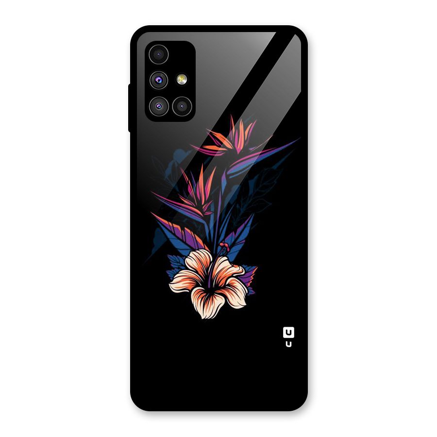 Single Painted Flower Glass Back Case for Galaxy M51