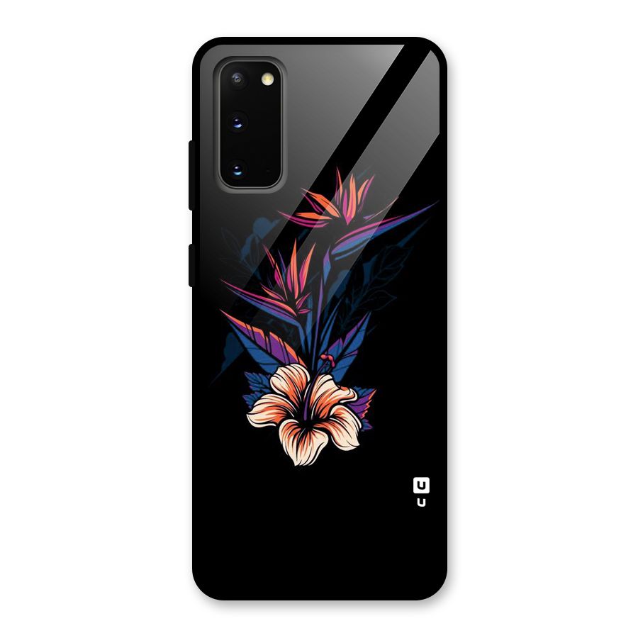 Single Painted Flower Glass Back Case for Galaxy S20