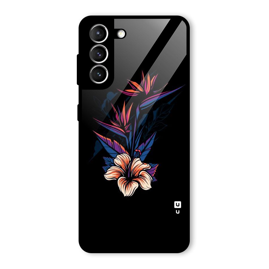 Single Painted Flower Glass Back Case for Galaxy S21 5G