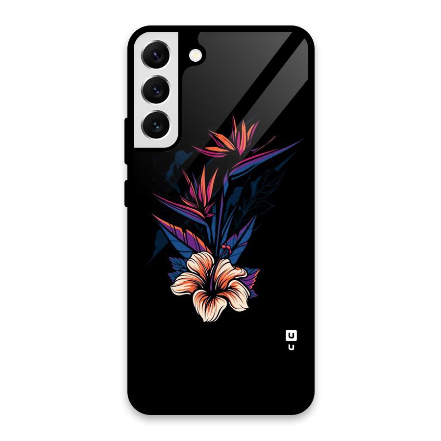 Single Painted Flower Glass Back Case for Galaxy S22 Plus 5G
