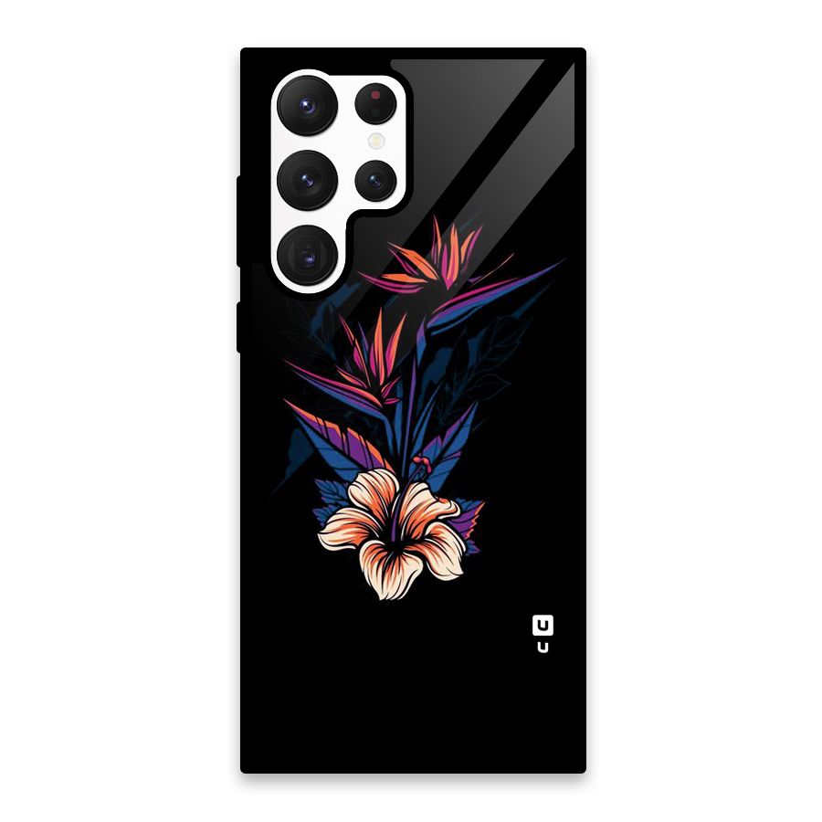 Single Painted Flower Glass Back Case for Galaxy S22 Ultra 5G