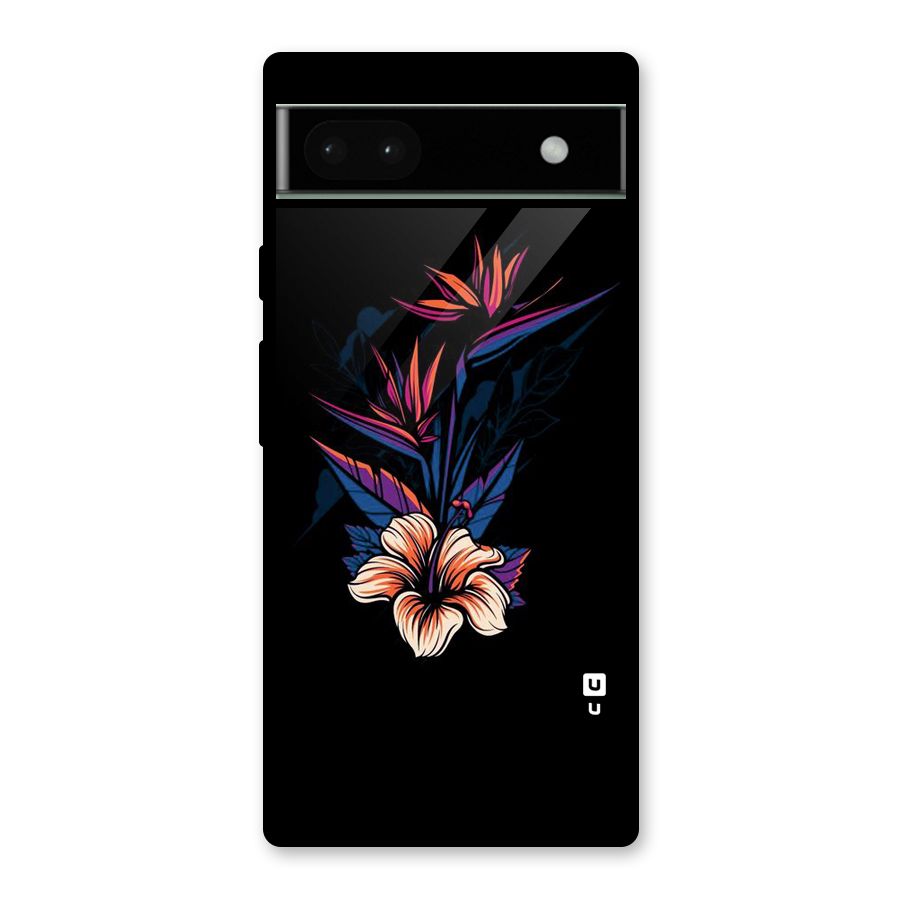 Single Painted Flower Glass Back Case for Google Pixel 6a