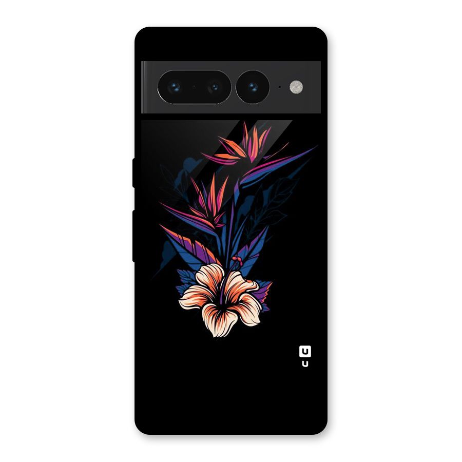 Single Painted Flower Glass Back Case for Google Pixel 7 Pro