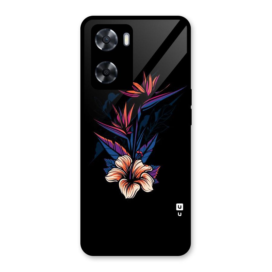 Single Painted Flower Glass Back Case for Oppo A57 2022