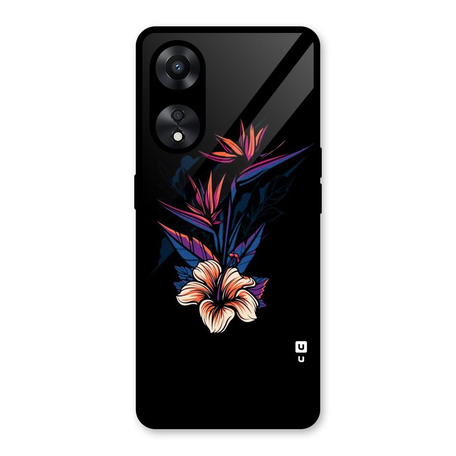 Single Painted Flower Glass Back Case for Oppo A78