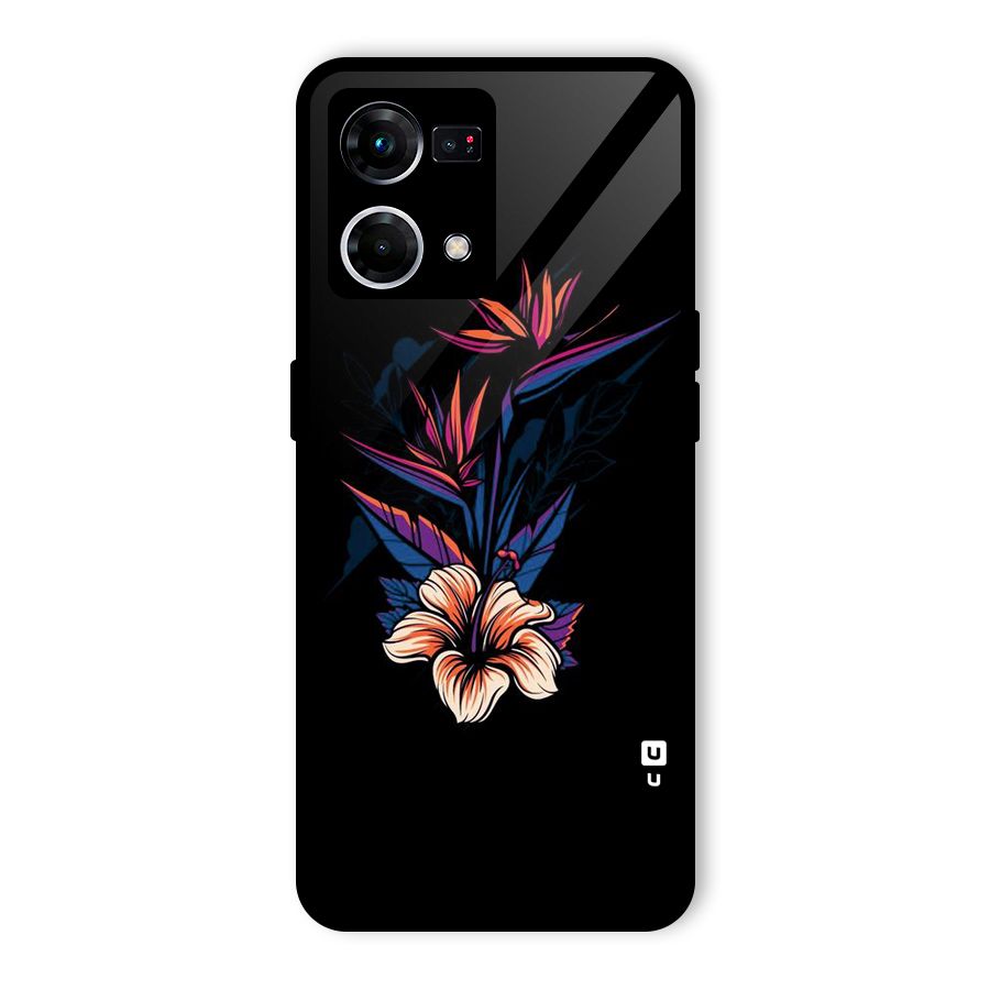Single Painted Flower Glass Back Case for Oppo F21 Pro 5G