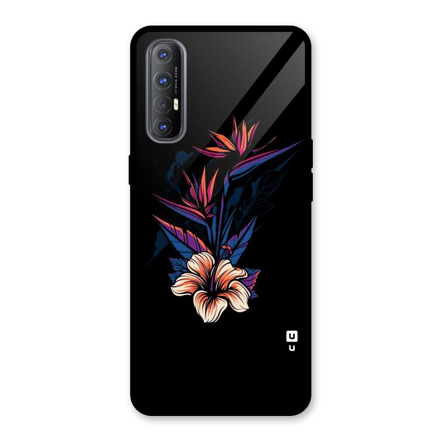 Single Painted Flower Glass Back Case for Oppo Reno3 Pro