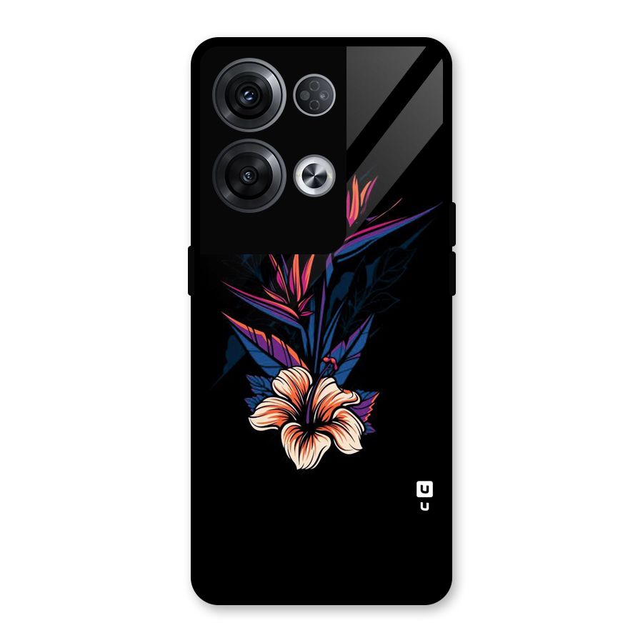 Single Painted Flower Glass Back Case for Oppo Reno8 Pro 5G