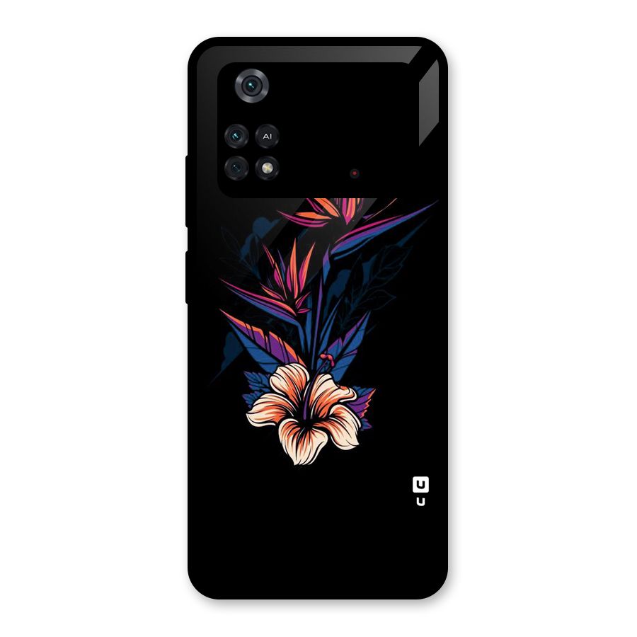 Single Painted Flower Glass Back Case for Poco M4 Pro 4G