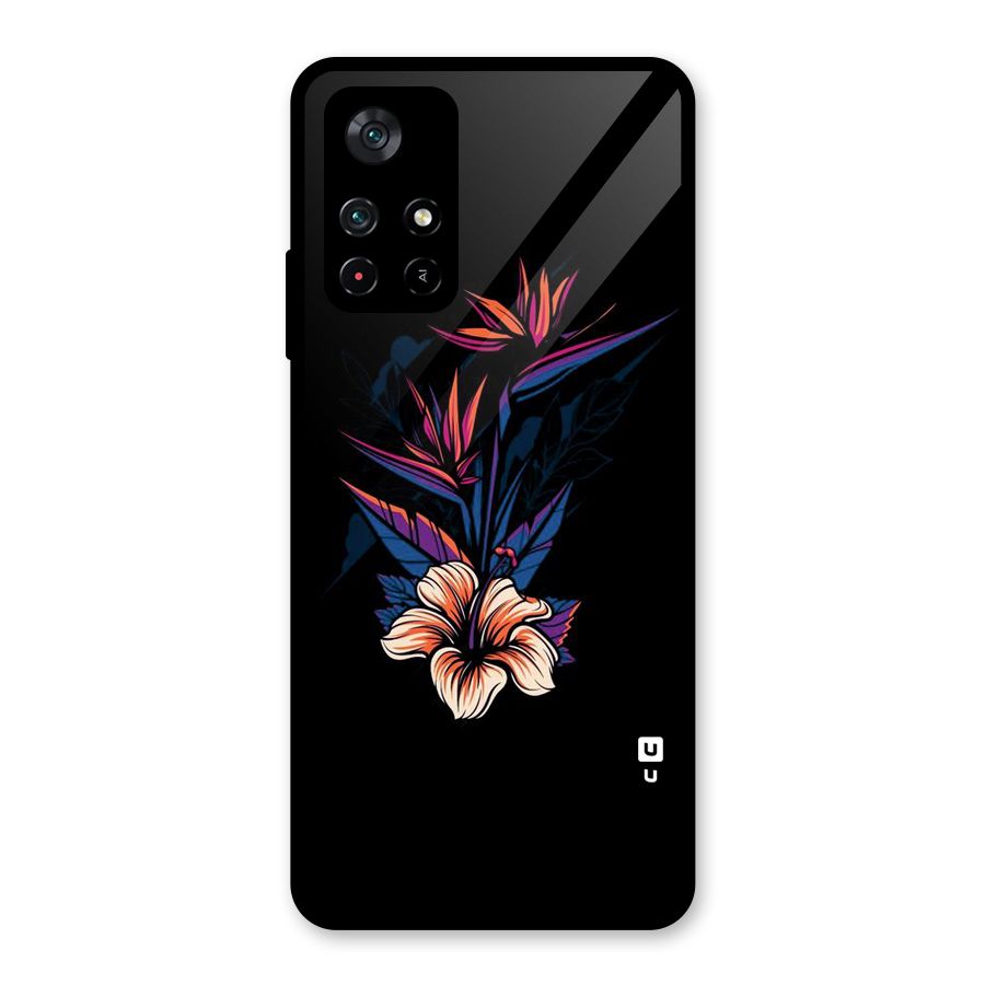 Single Painted Flower Glass Back Case for Poco M4 Pro 5G