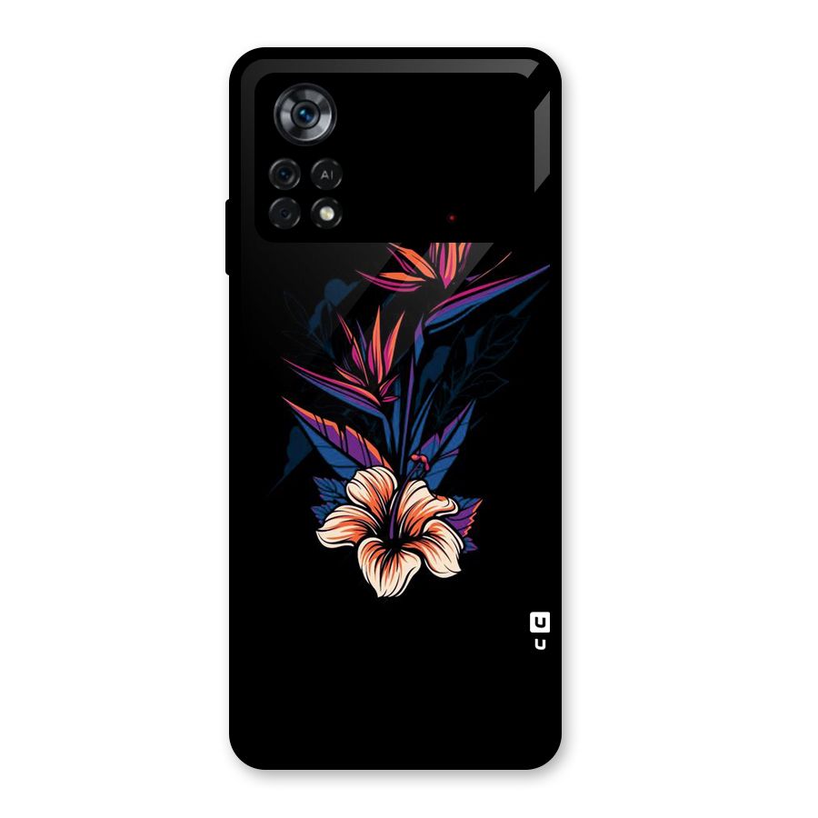 Single Painted Flower Glass Back Case for Poco X4 Pro 5G