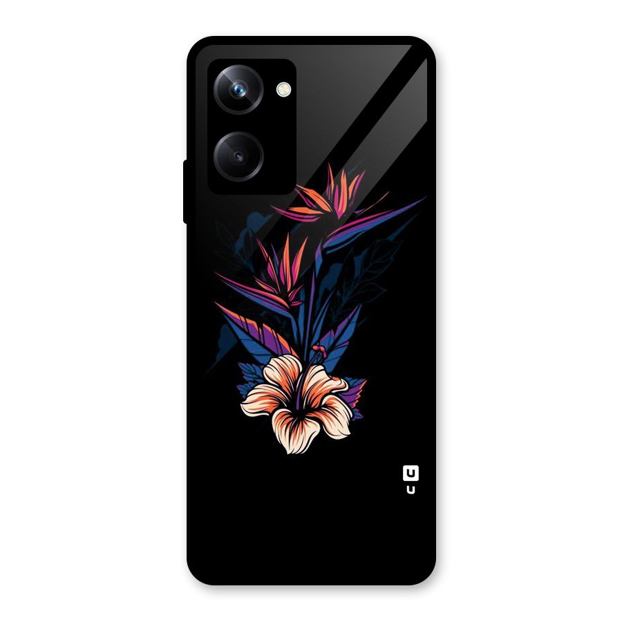 Single Painted Flower Glass Back Case for Realme 10 Pro