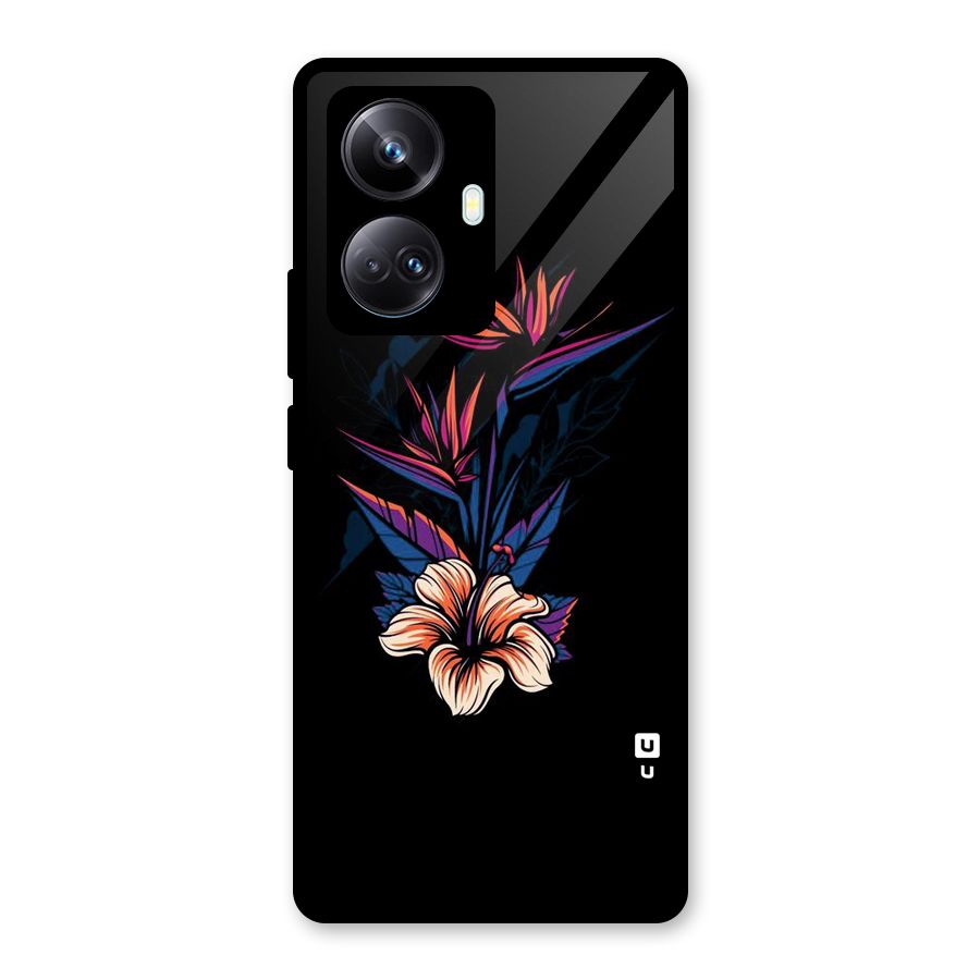 Single Painted Flower Glass Back Case for Realme 10 Pro Plus