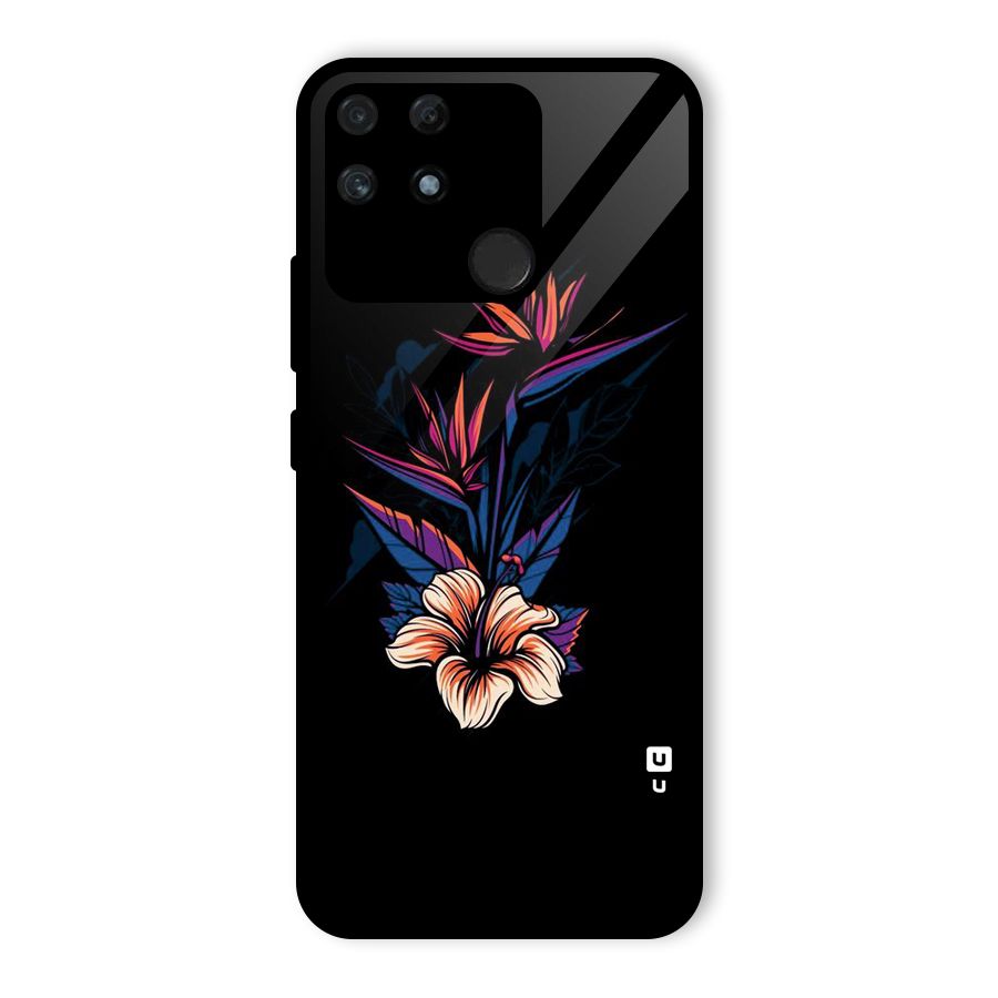 Single Painted Flower Glass Back Case for Realme Narzo 50A