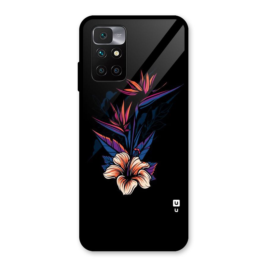 Single Painted Flower Glass Back Case for Redmi 10 Prime