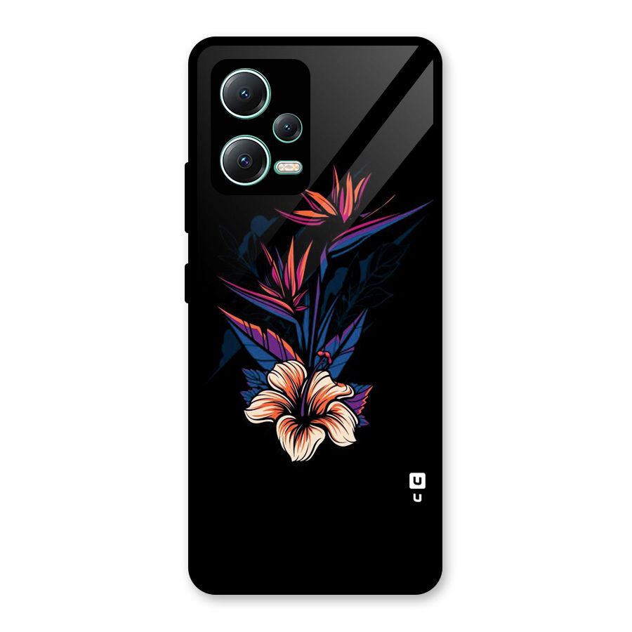 Single Painted Flower Glass Back Case for Redmi Note 12 5G