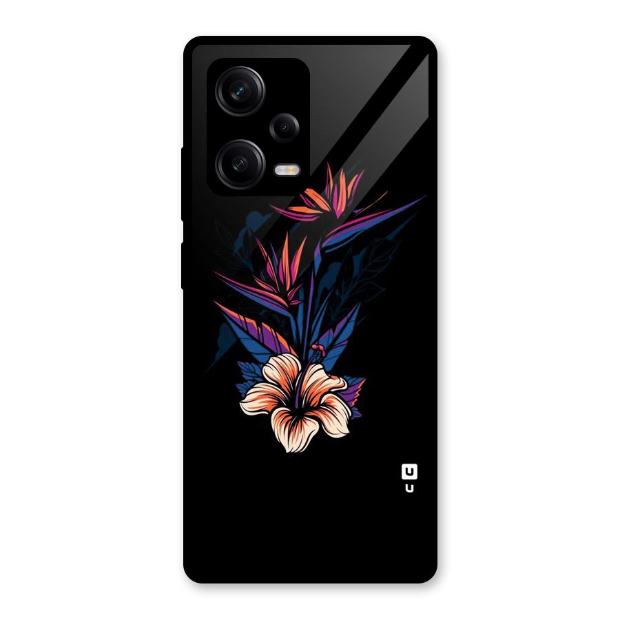Single Painted Flower Glass Back Case for Redmi Note 12 Pro