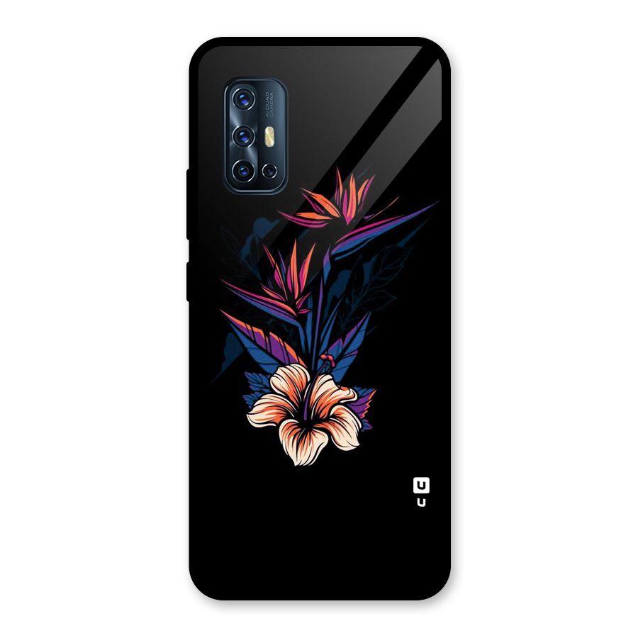 Single Painted Flower Glass Back Case for Vivo V17