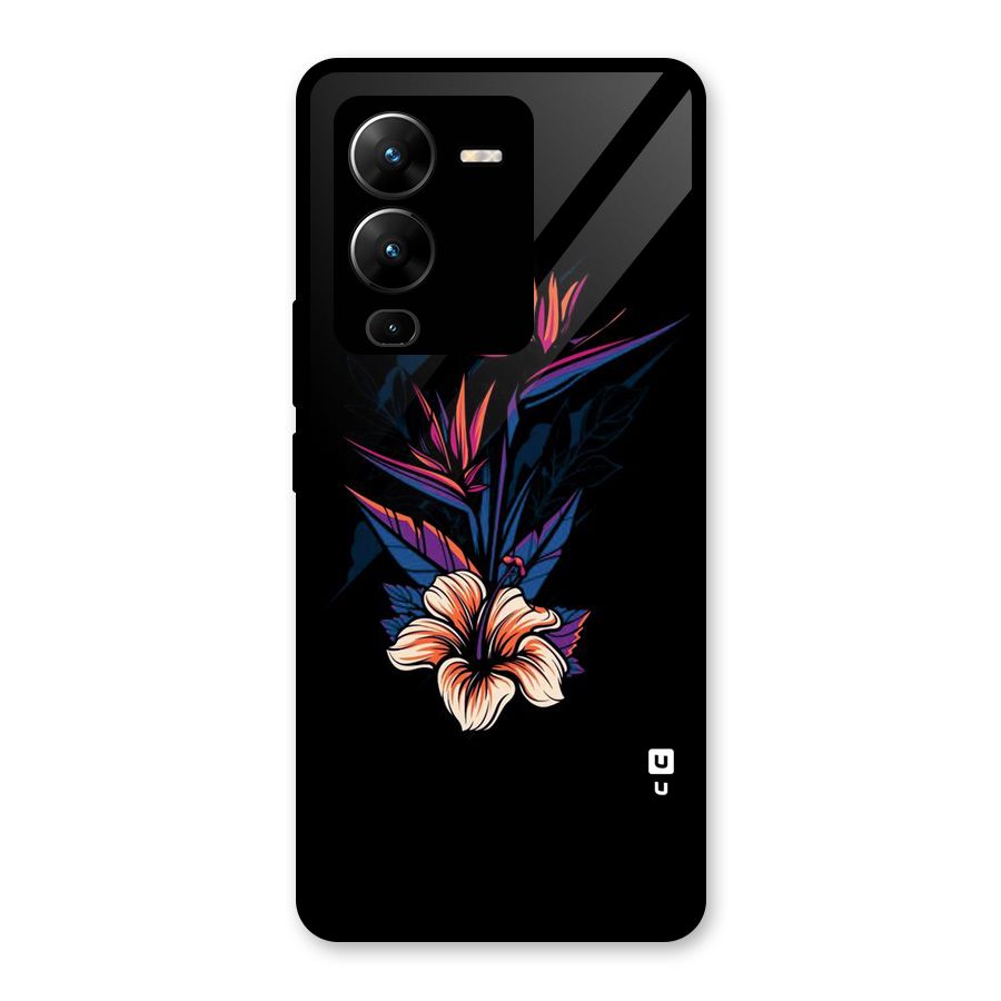 Single Painted Flower Glass Back Case for Vivo V25 Pro