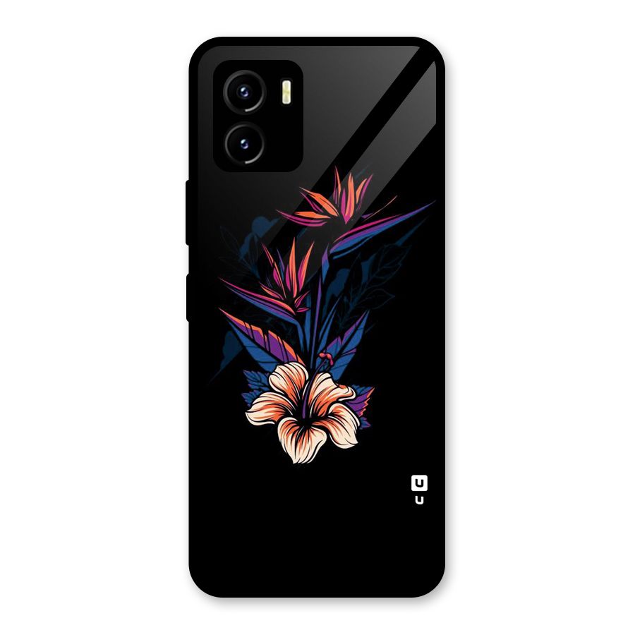 Single Painted Flower Glass Back Case for Vivo Y15s
