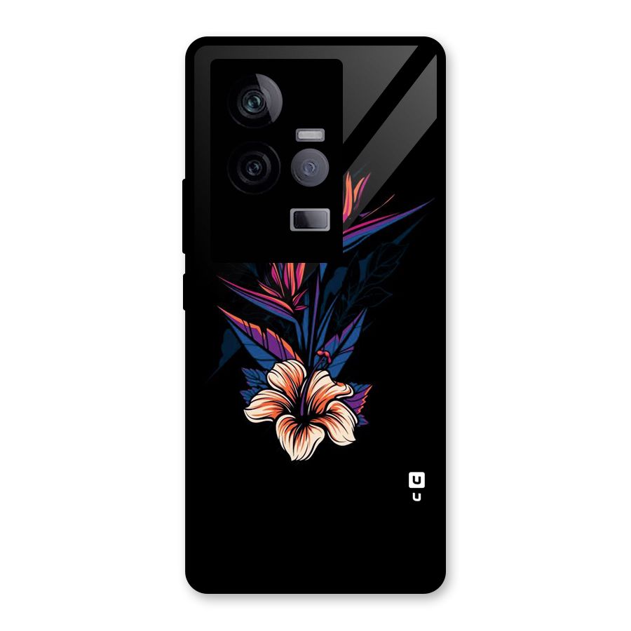Single Painted Flower Glass Back Case for Vivo iQOO 11 5G