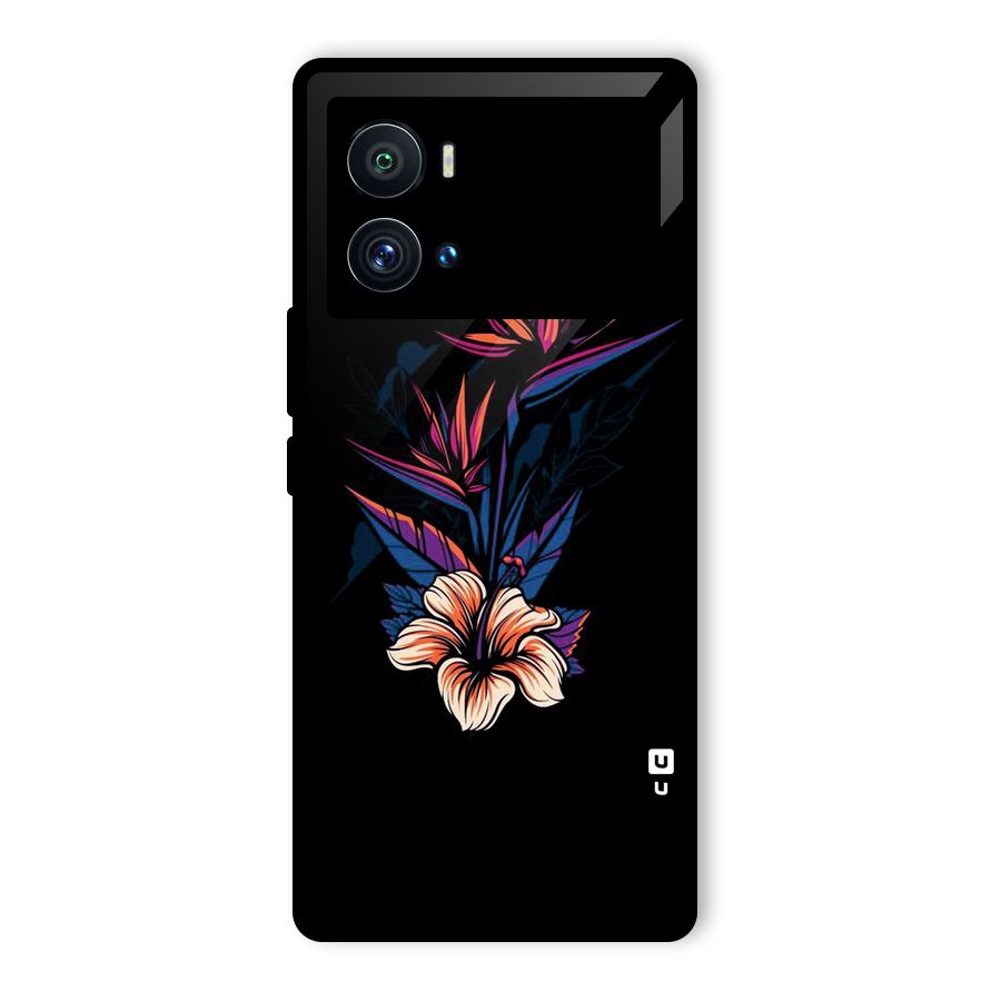 Single Painted Flower Glass Back Case for Vivo iQOO 9 Pro